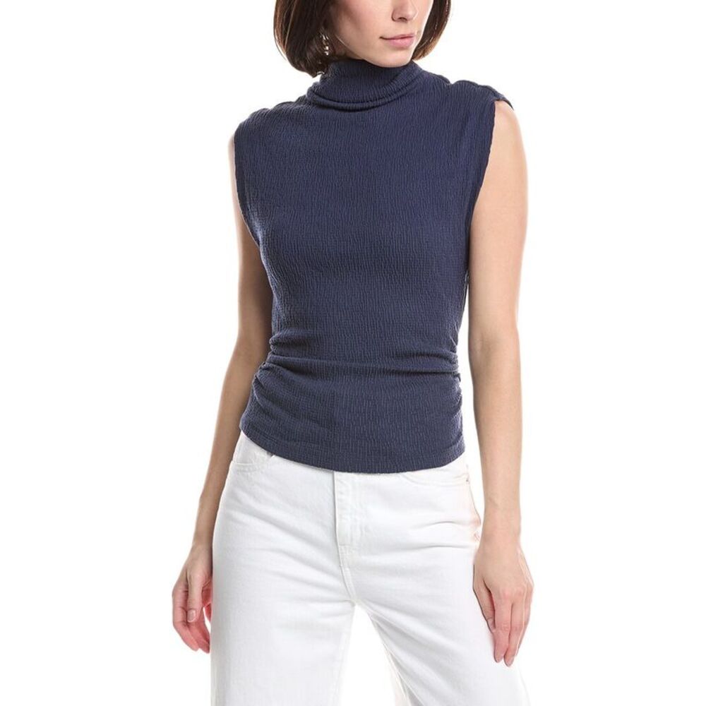 Michael Stars Womens Campbell Ruched Mock Neck T-Shirt